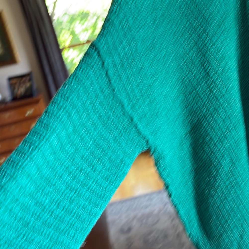 Free People Oversized Green V-Neck Chunky Knit Sweater Med/Large - Picture 12 of 15